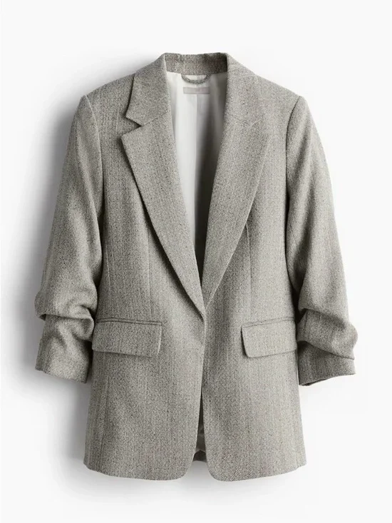 H&M Gray Bouclé Blazer with Notch Lapel - Picture 1 of 3